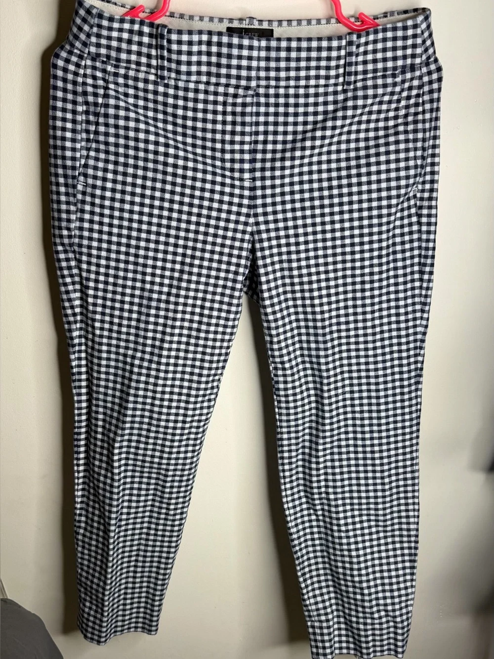 J. Crew Cameron Gingham Pants in Navy and White